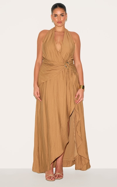 Robe longue Texturée Décolleté Plongeant Détails Ornementaux Grande Taille