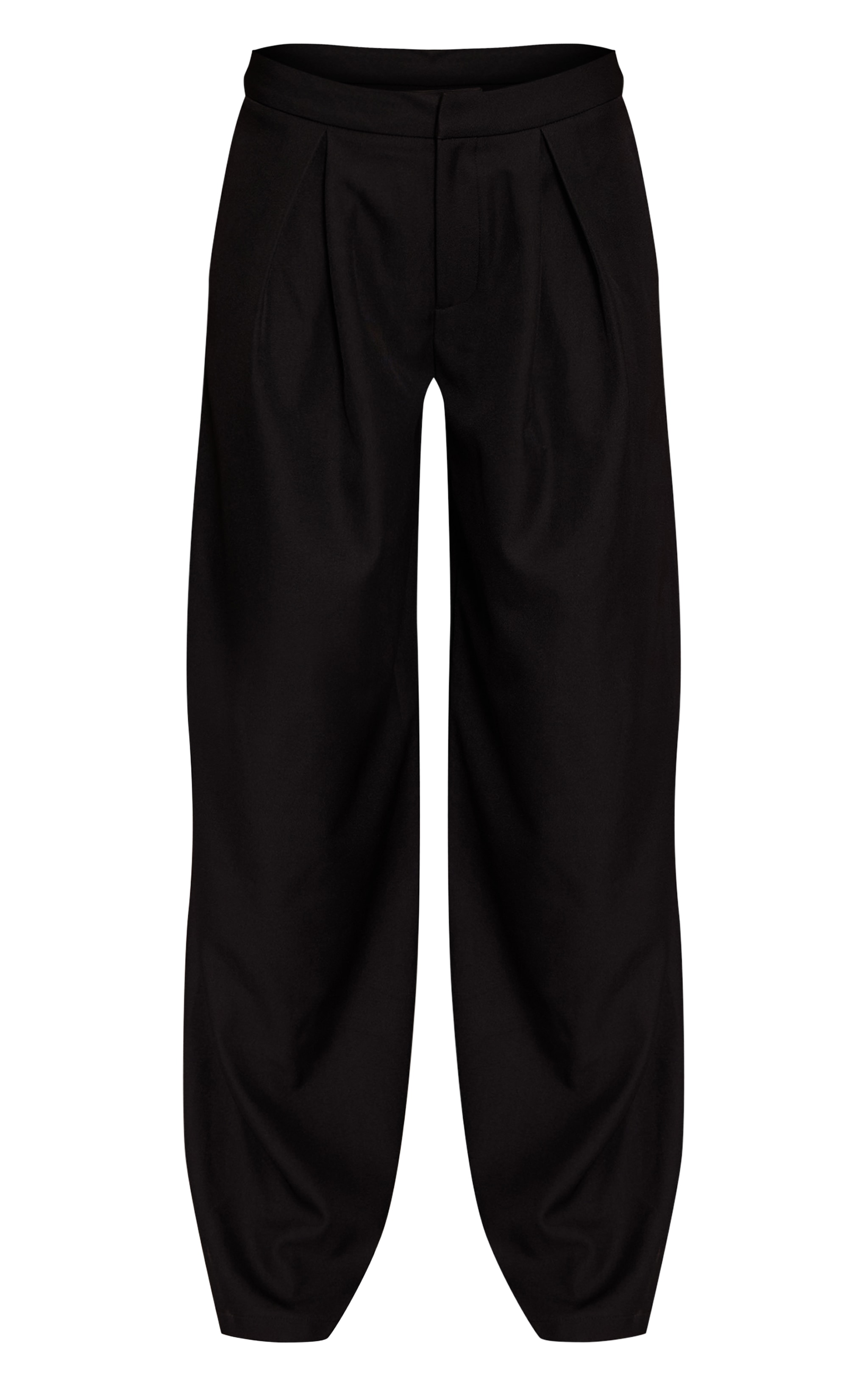  Black Woven Tailored Mid Rise Wide Leg Pants image 5