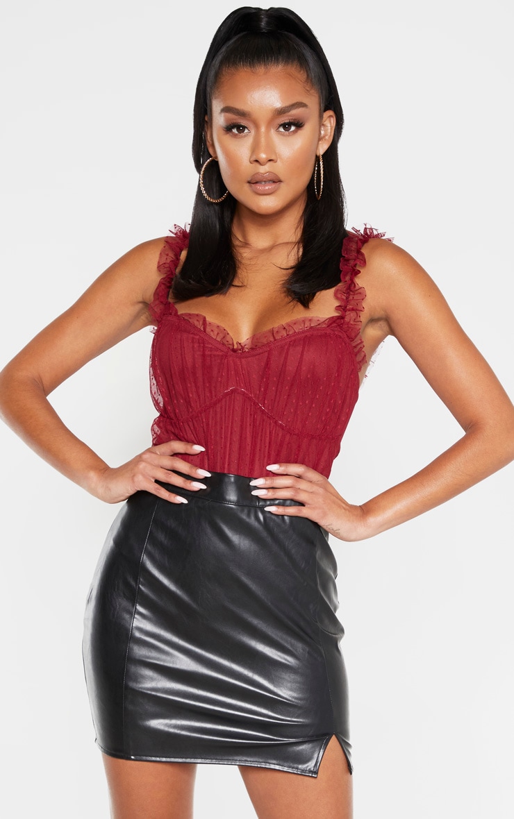 Scarlet Dobby Mesh Frill Bodysuit