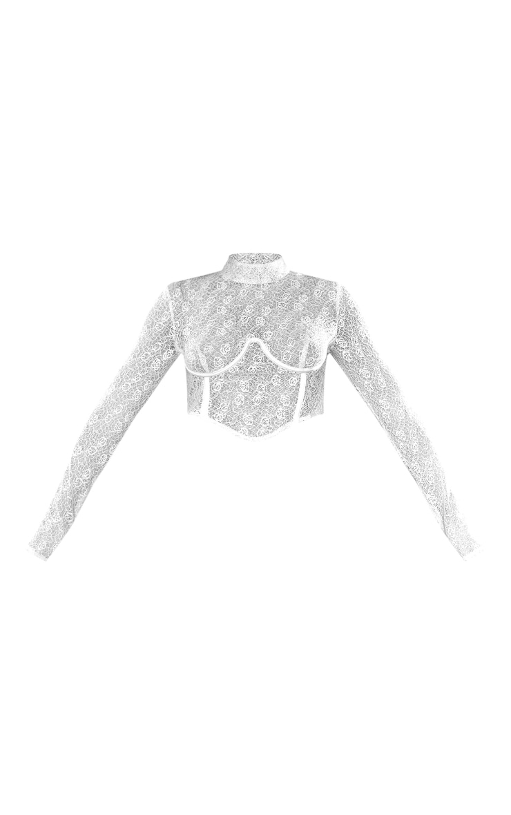 Cream Textured Lace Bust Detail Corset Top image 5