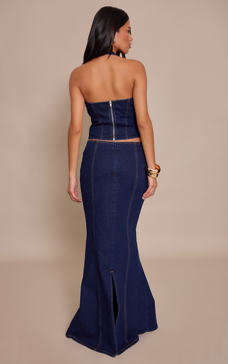 Indigo Fishtail Style Denim Maxi Skirt  image 3