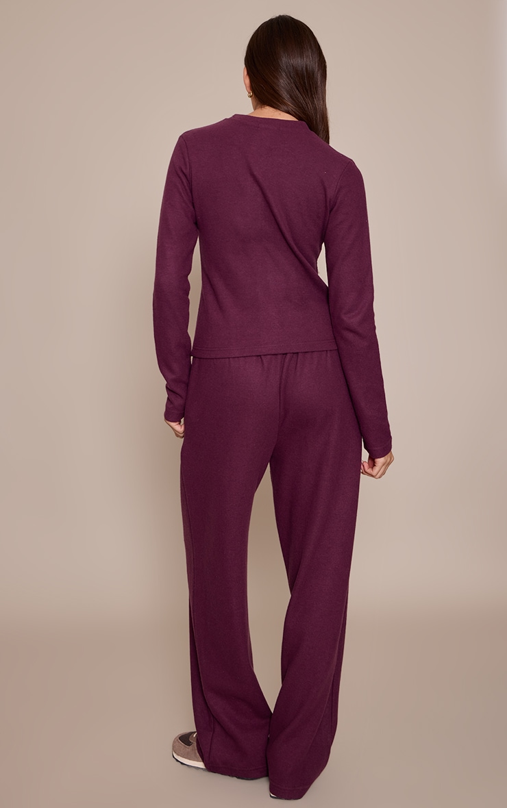 Dark Plum Soft Touch Wide Leg Sweatpants image 3