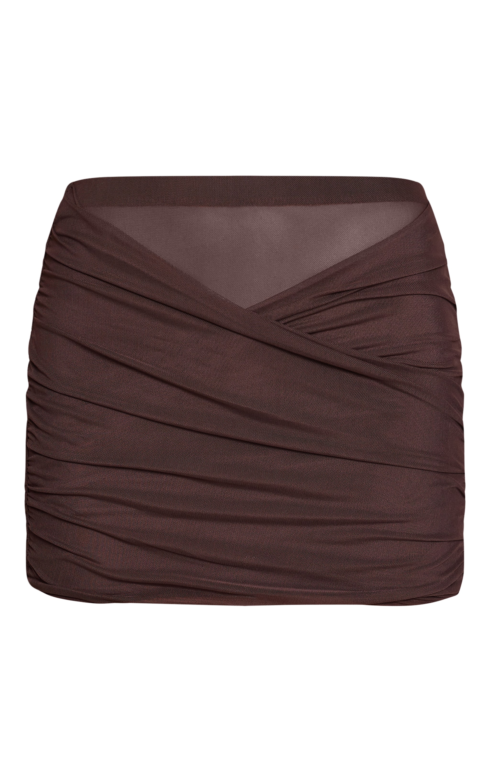 Mini-jupe en mesh chocolat à parties croisées image 6