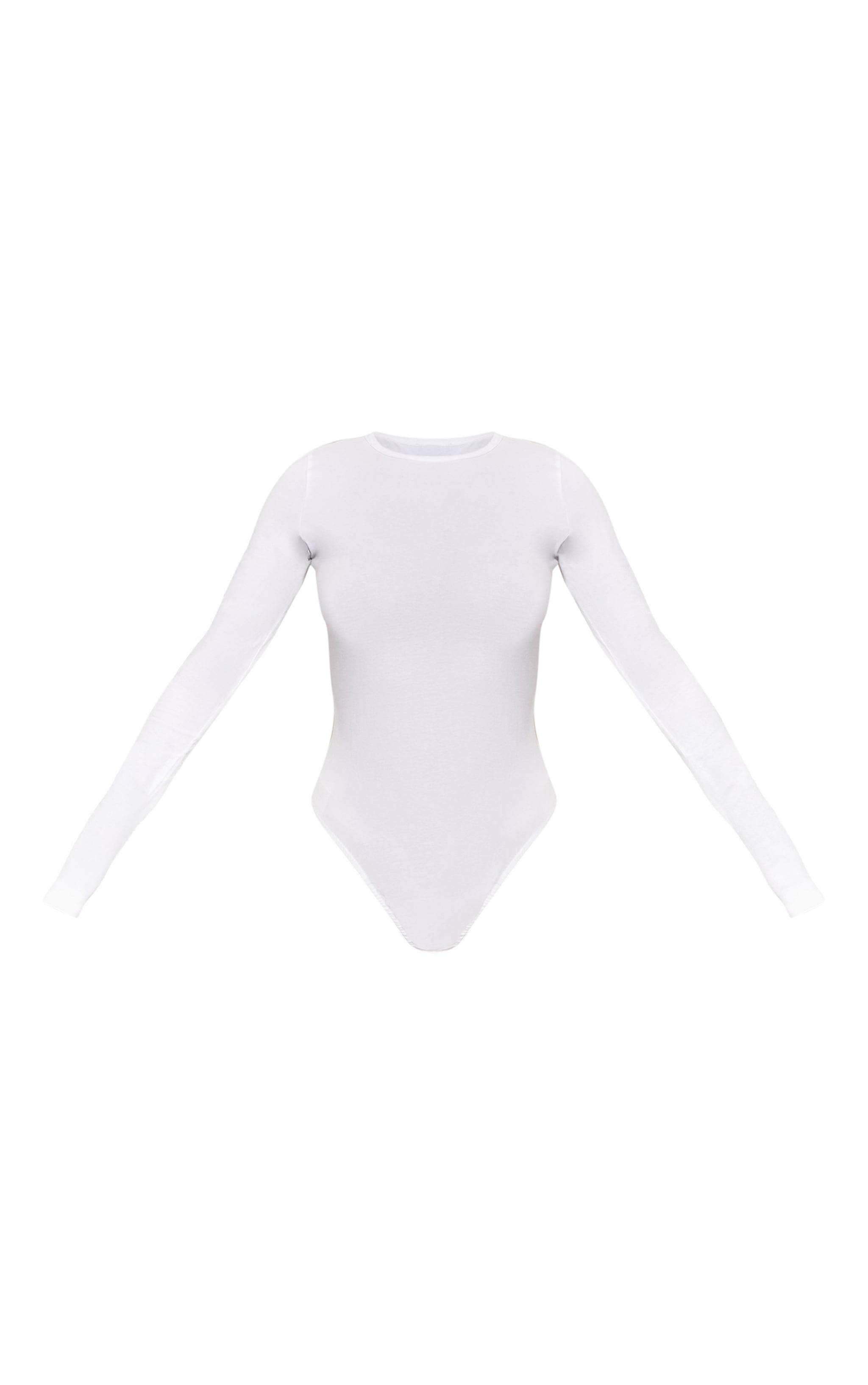 Body en coton blanc à col ras et manches longues image 5