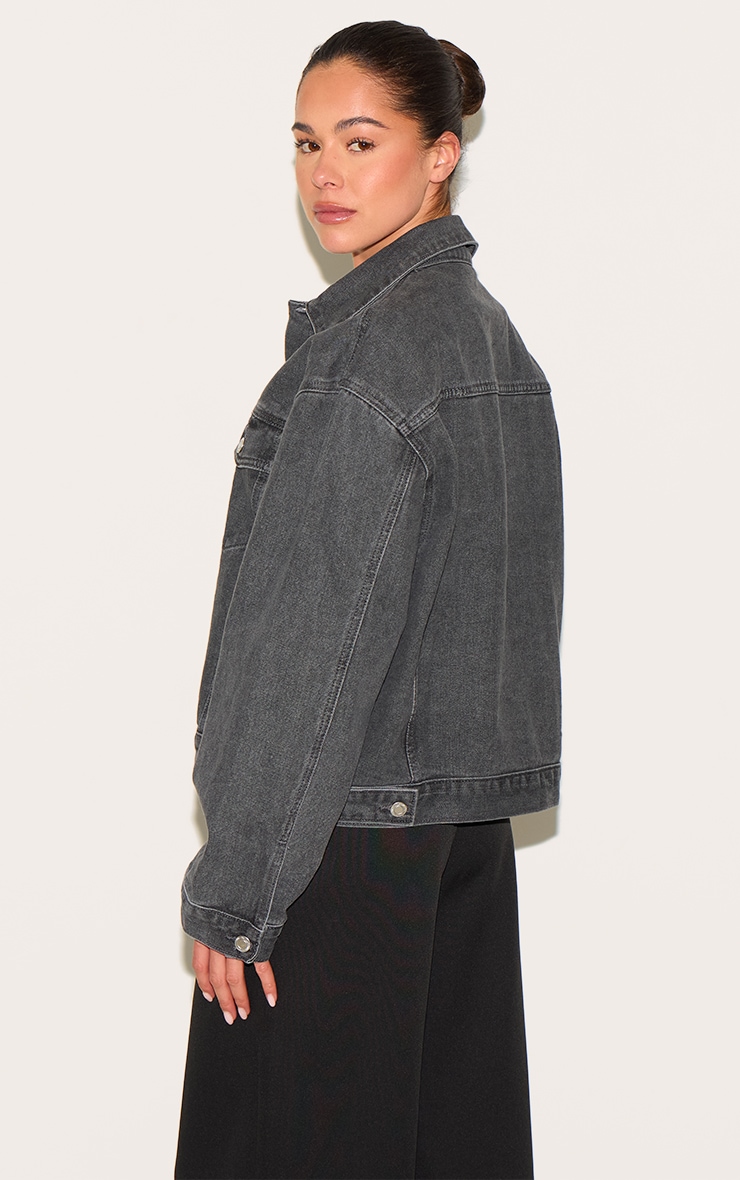 Grey Oversized Classic Denim Jacket image 2