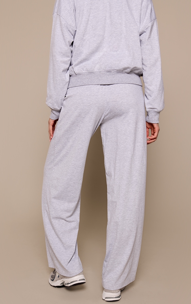 Grey Marl Casual Straight Leg Pants image 3