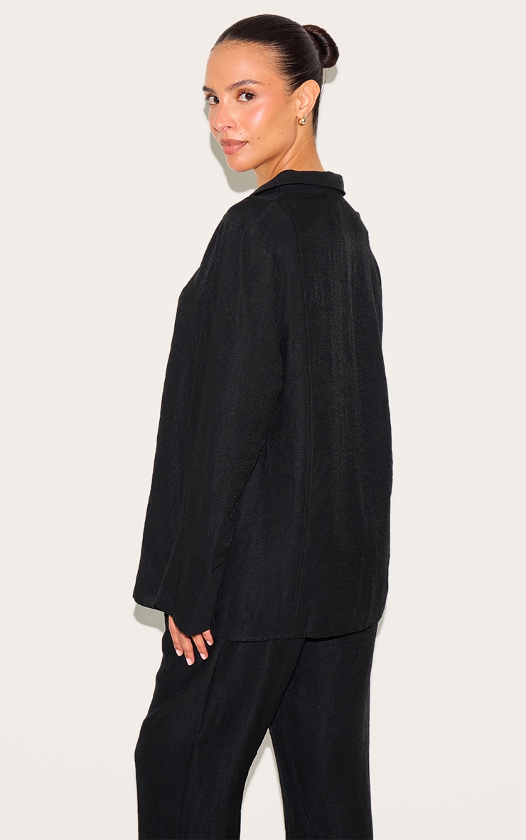 Petite Black Woven Oversized Shirt image 2