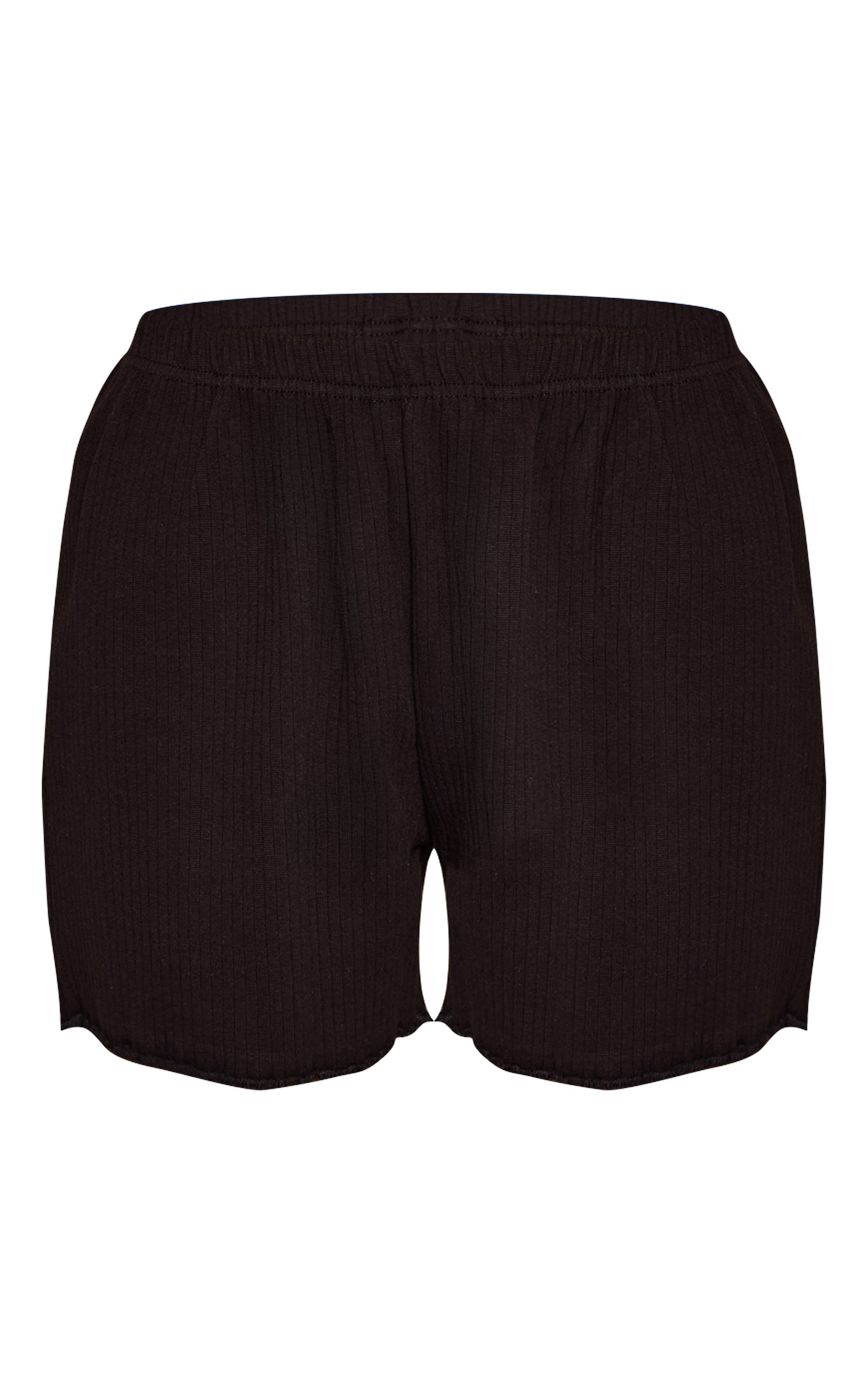 Black Ribbed Slouchy Pajama Shorts image 6