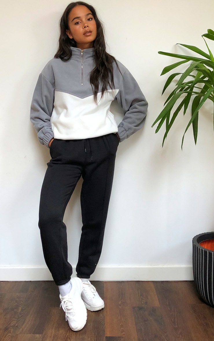 Grey Borg Contrast Panel Half Zip Sweatshirt
