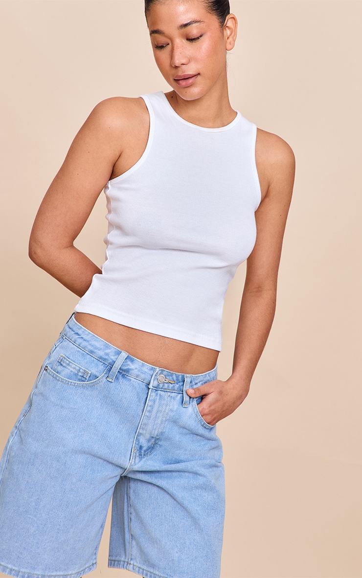Light Blue Low Rise Denim Jorts image 3