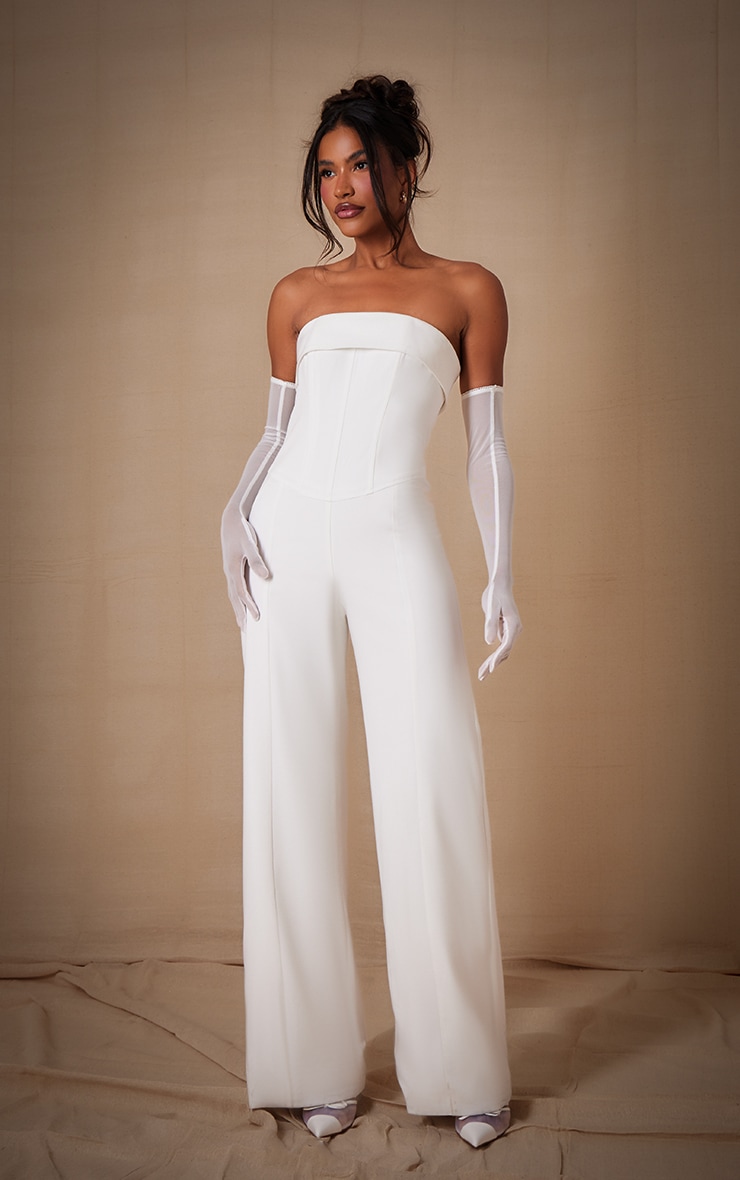 Combinaison bustier large tissée deluxe blanche image 1