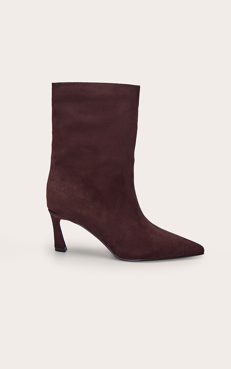 Chocolate Suede Kick Heel Ankle Boot image 2
