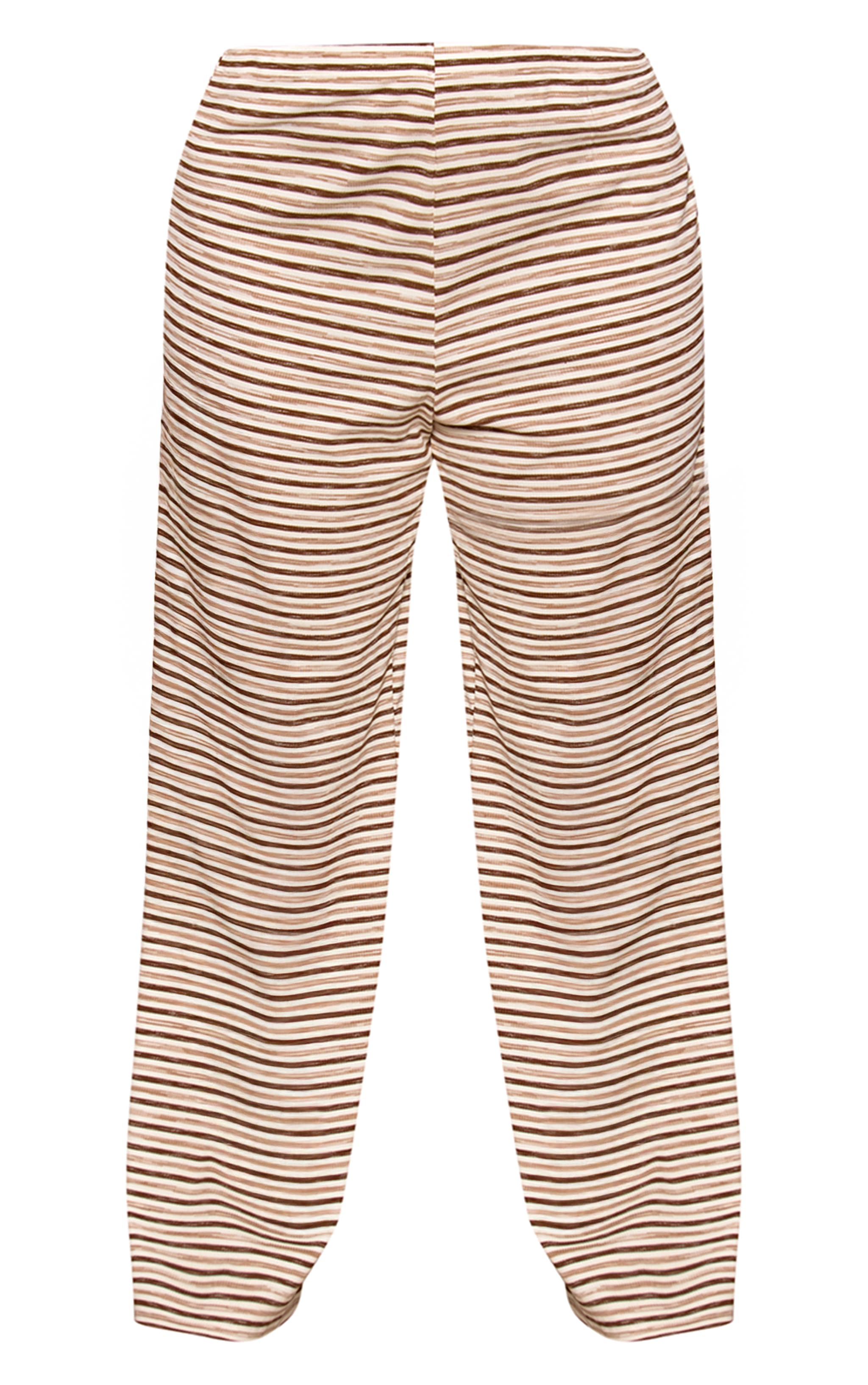 Plus Light Brown Soft Rib Striped  Low Rise Straight Leg Pants image 5