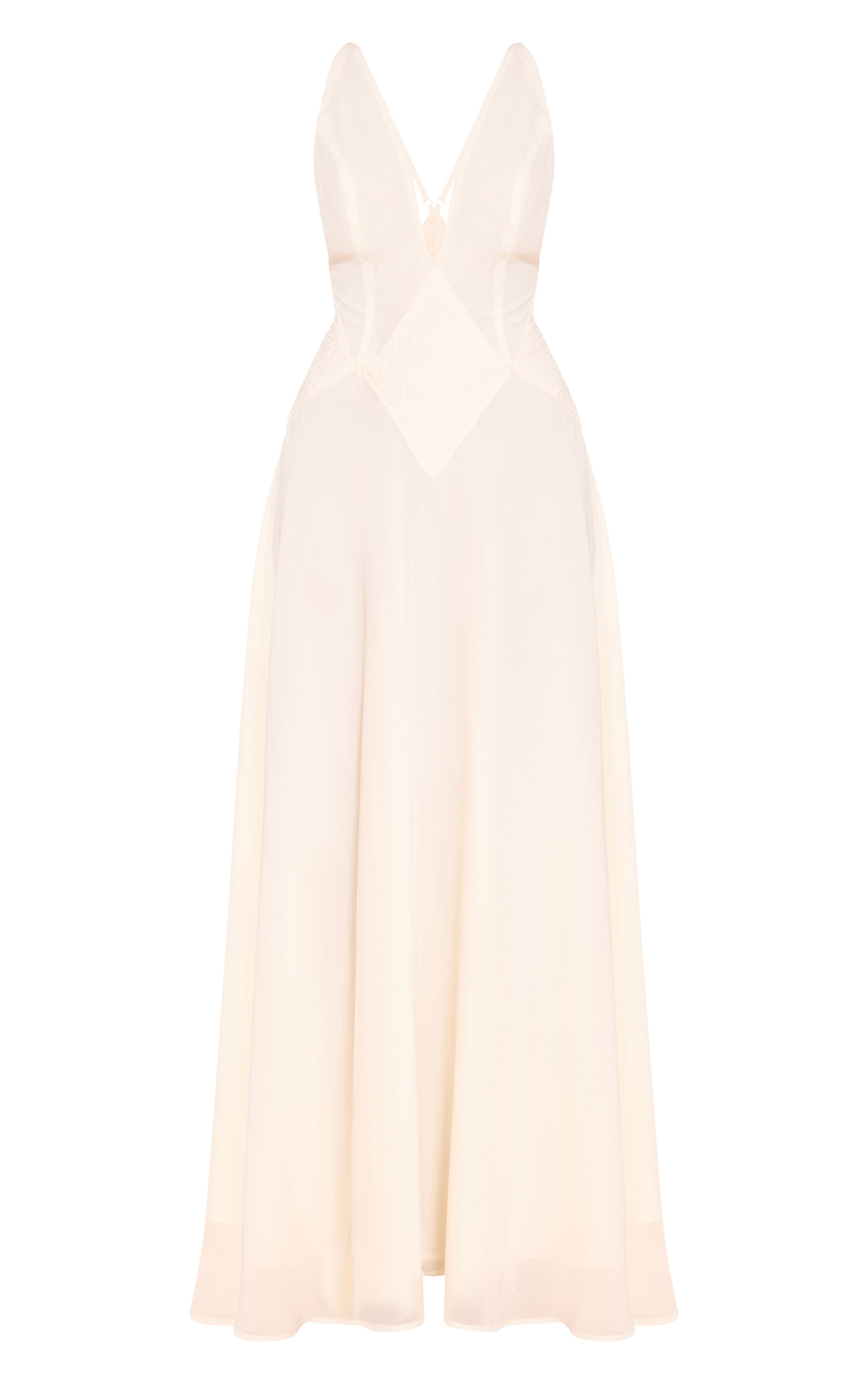 White Plunge Textured Detail Maxi Dress image 5