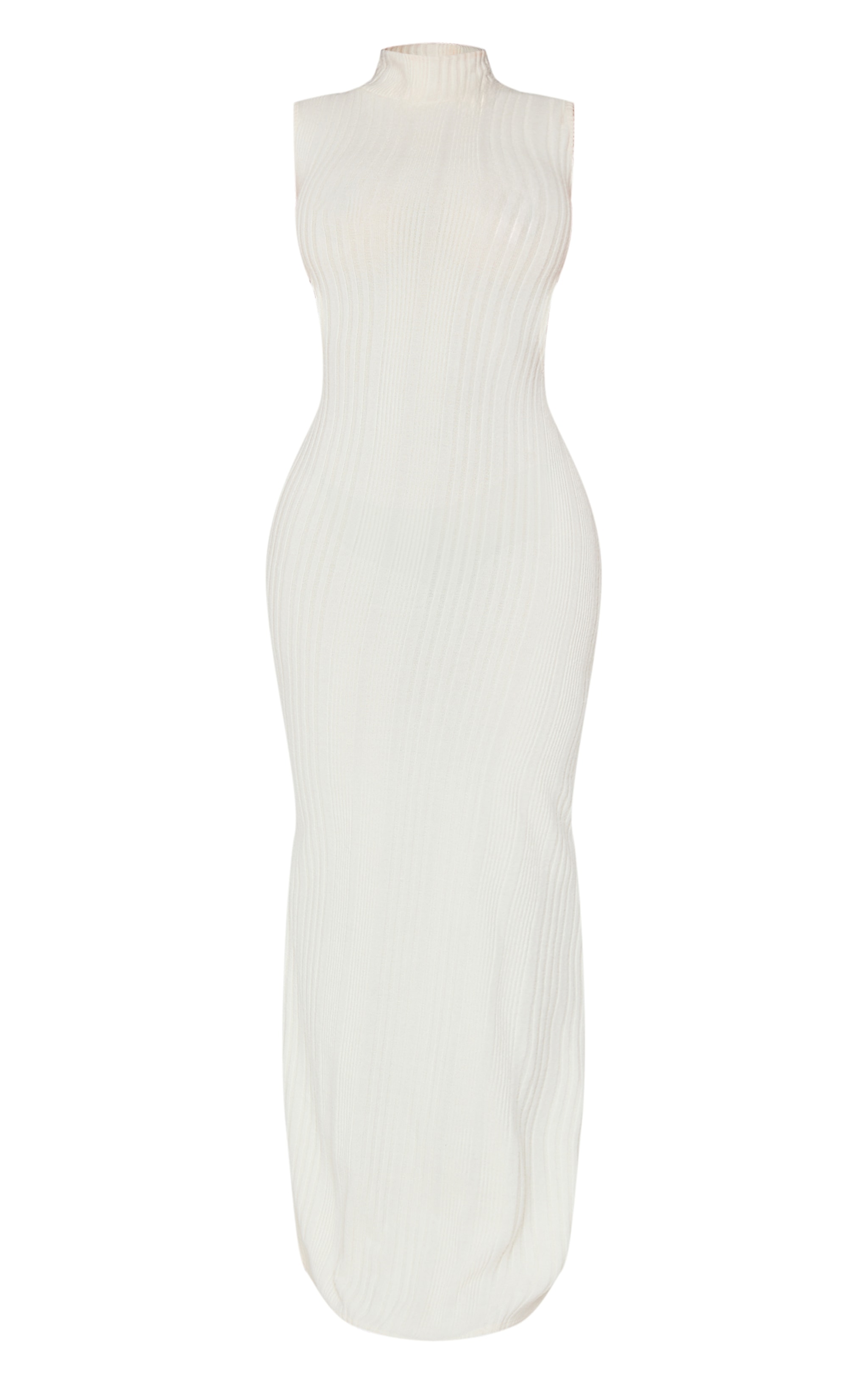 Shape Cream Brushed Rib High Neck Open Back Maxi Dress image 5