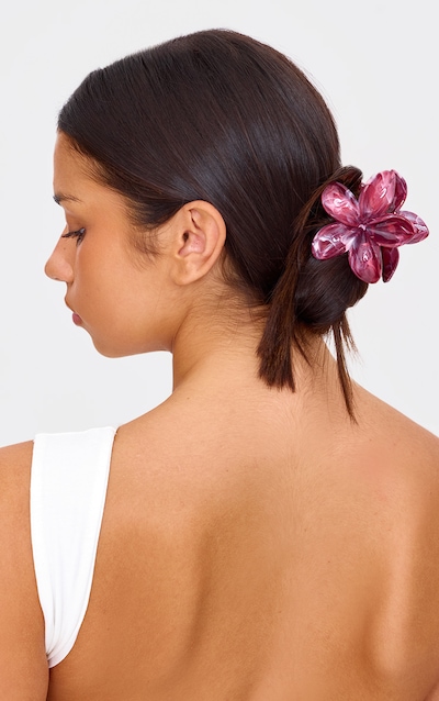 Burgundy Marble Flower Hair Claw