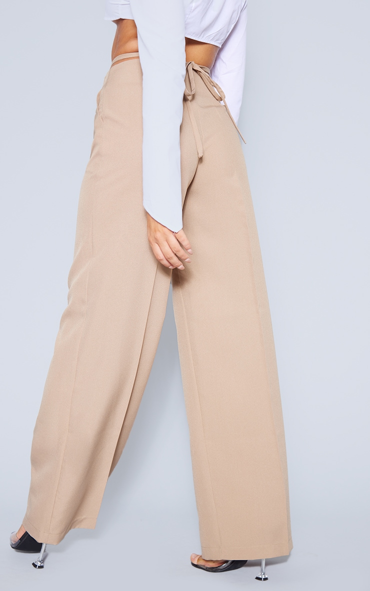 Stone Woven Cut Out Waist Wide Leg Pants image 3