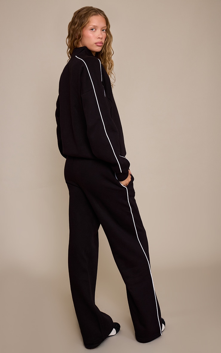 Black PLT Contrast Binding Cuffed Sweatpants image 3