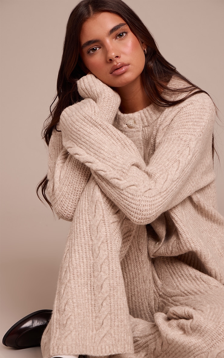 Stone Cable Knit Button Through Cardigan image 4