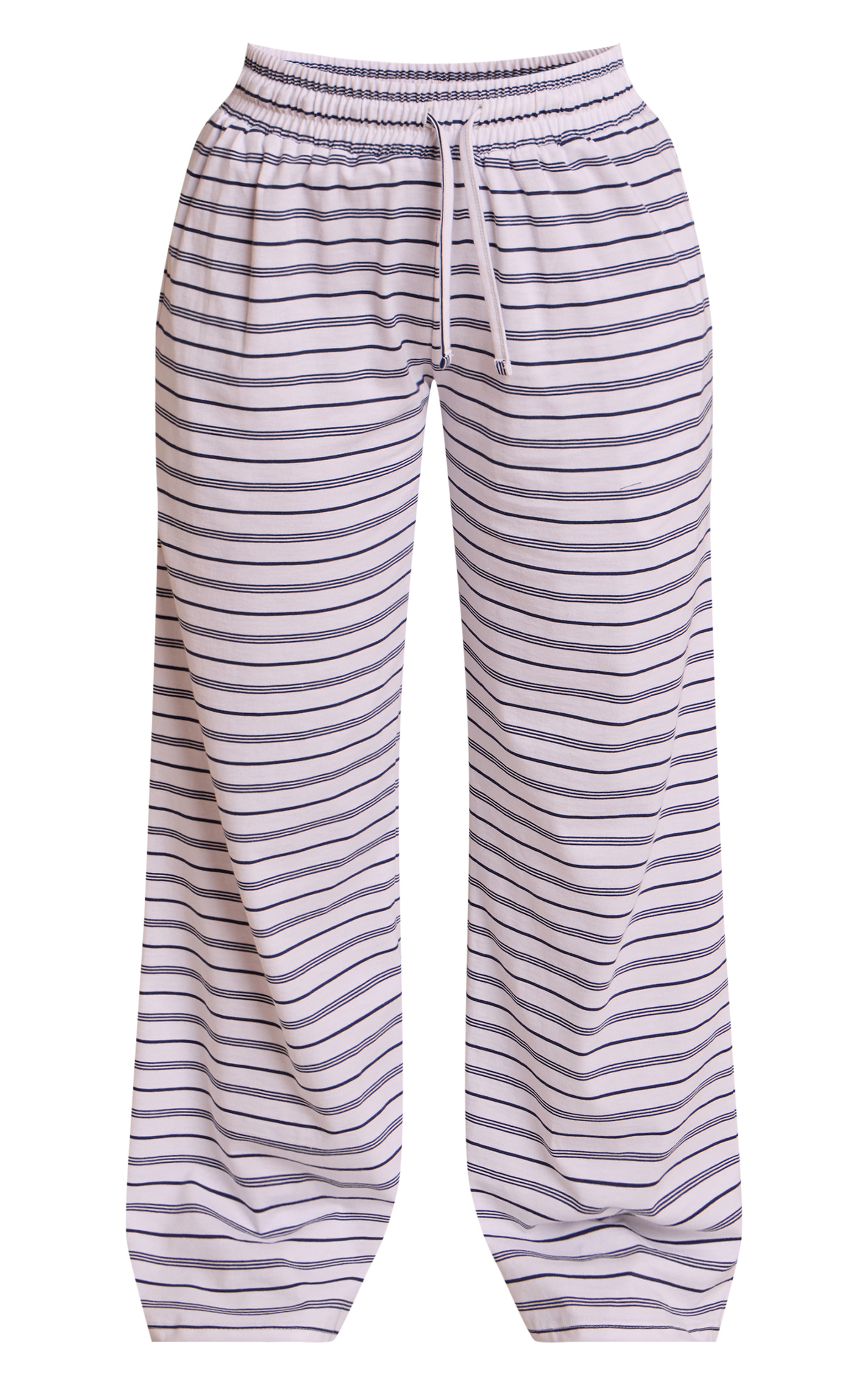 Petite Navy Striped Wide Leg Drawstring Pants image 5