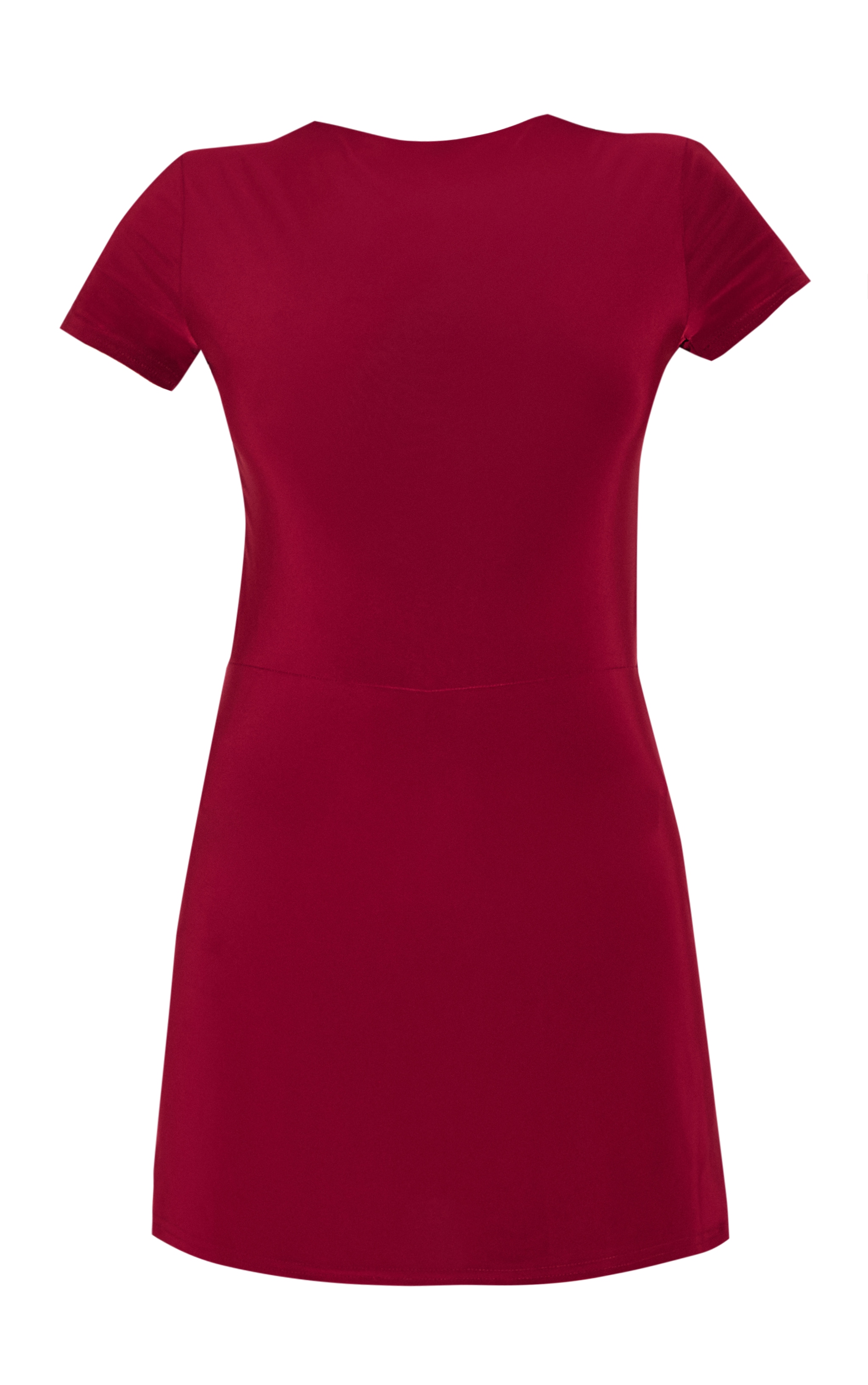 Burgundy Double Layer Cap Sleeve Slinky Skort Playsuit image 5