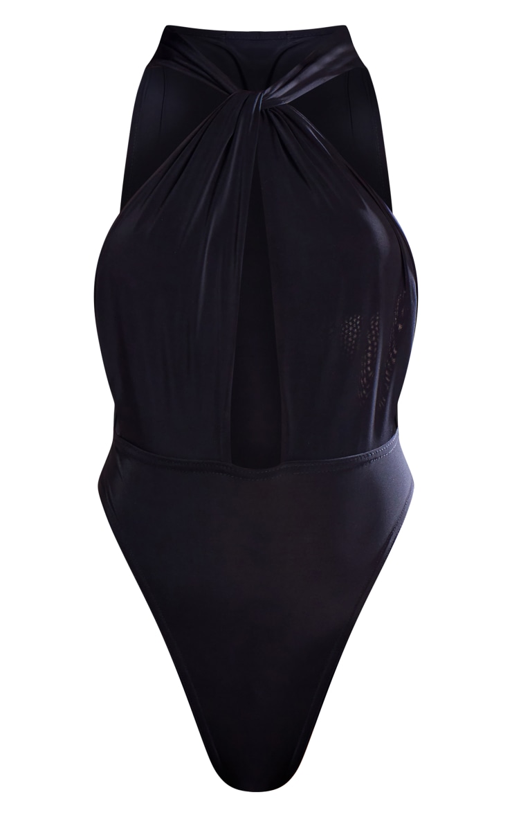 Black Slinky Twist Front Bodysuit image 5