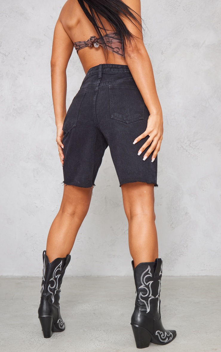 Washed Black Loose Fit Boyfriend Denim Short PrettyLittleThing USA