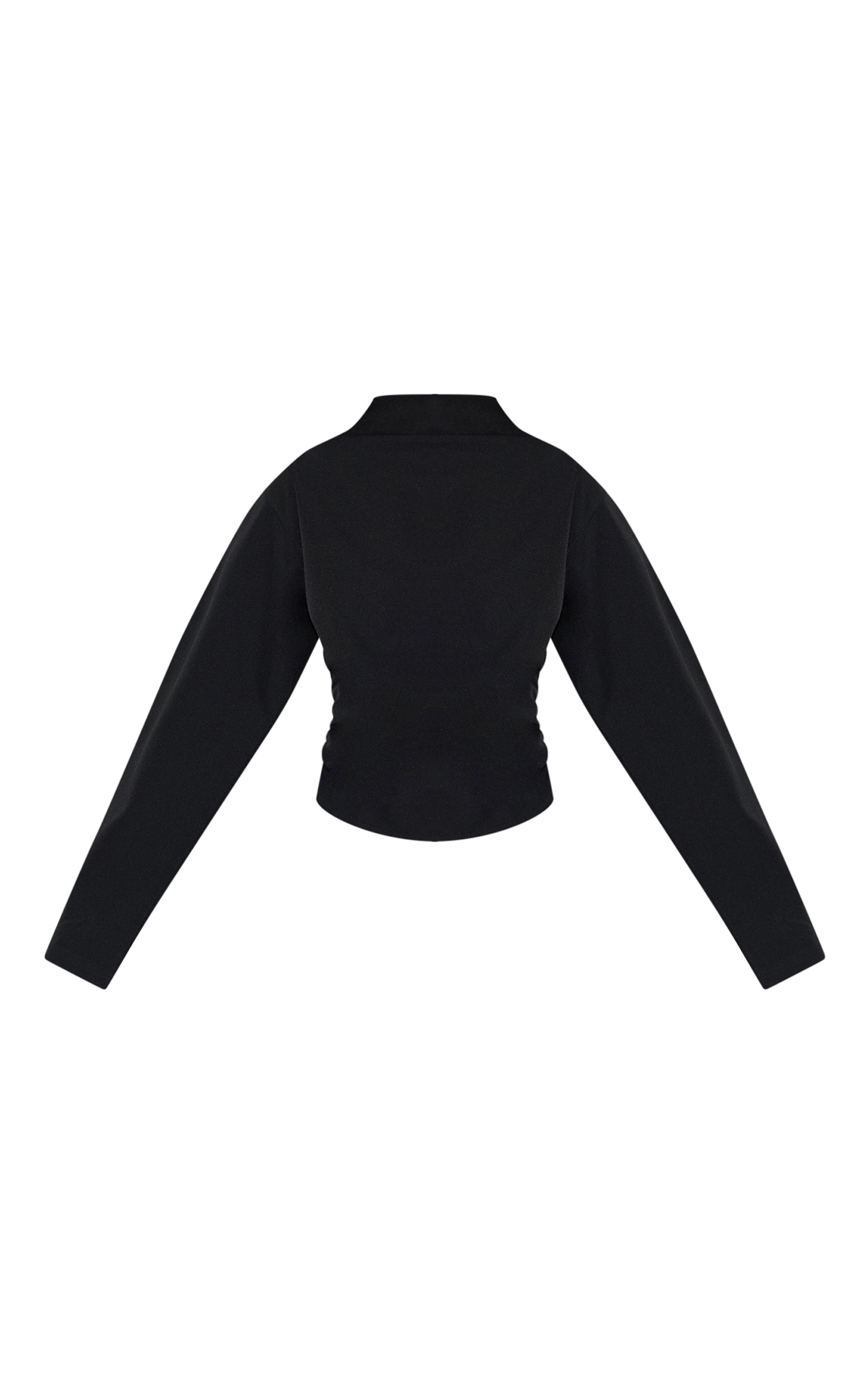 Black Woven Highneck Fitted Top image 5