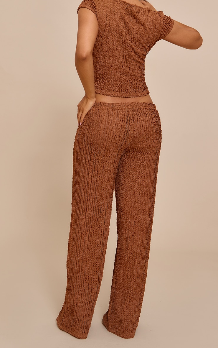 Petite Chocolate Textured Wide Leg Pants image 3