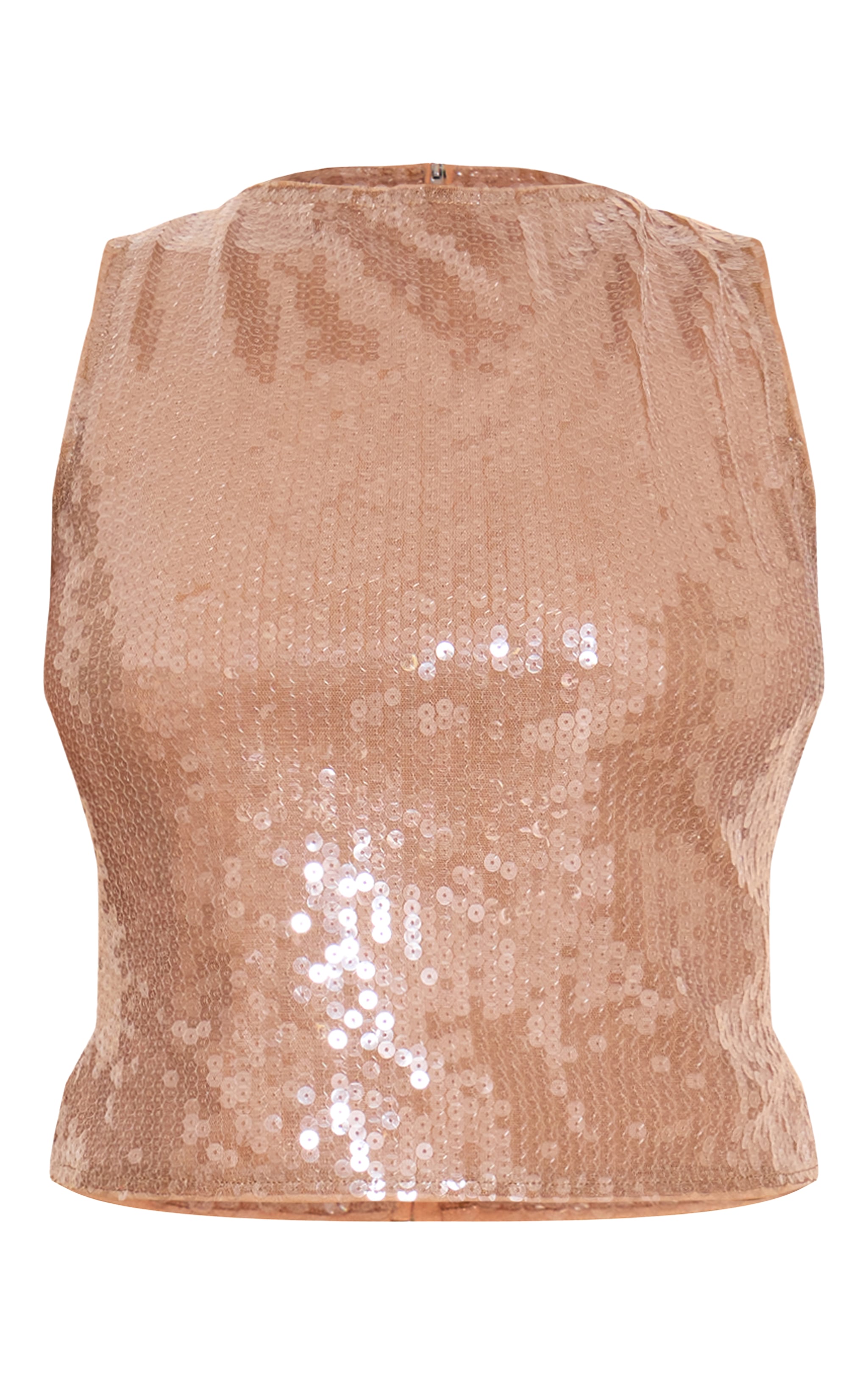 Mocha Sequin Sleeveless Long Top image 5