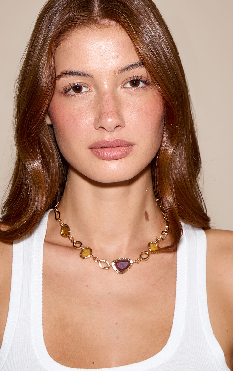 Plum & Topaz Studded Necklace image 1