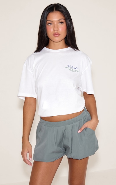 Slate Grey Peachskin Puffball Shorts