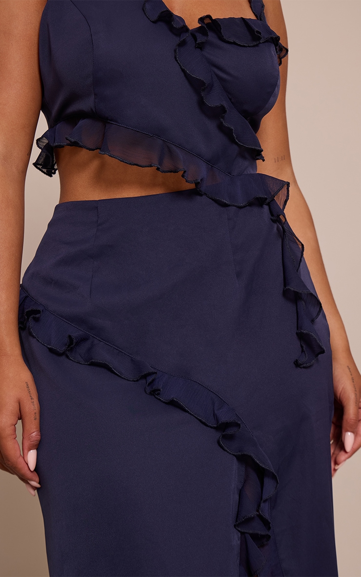 shape navy Chiffon Frill Cut Out Maxi Dress image 4