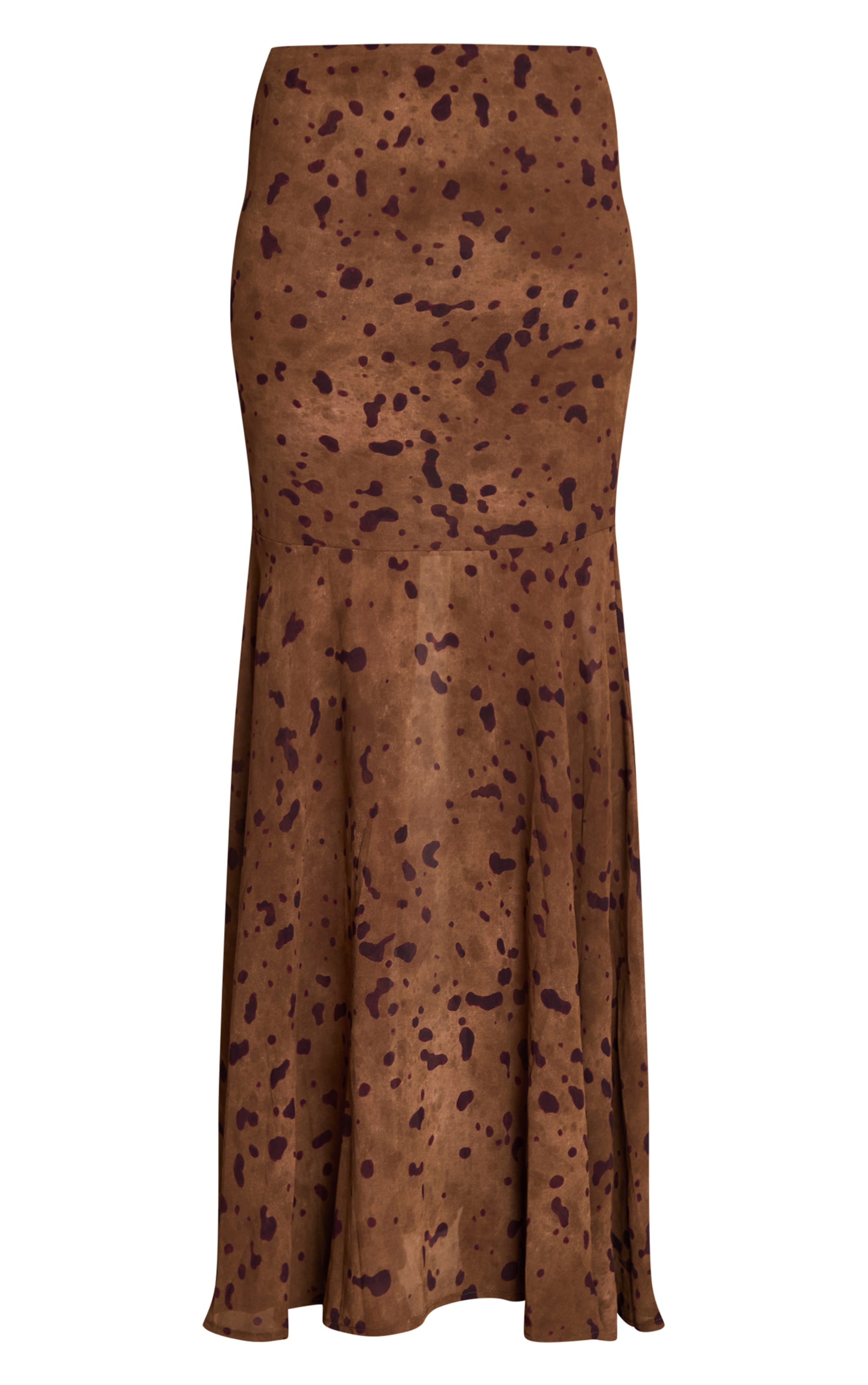 Khaki Abstract Print Chiffon Fishtail Maxi Skirt image 5