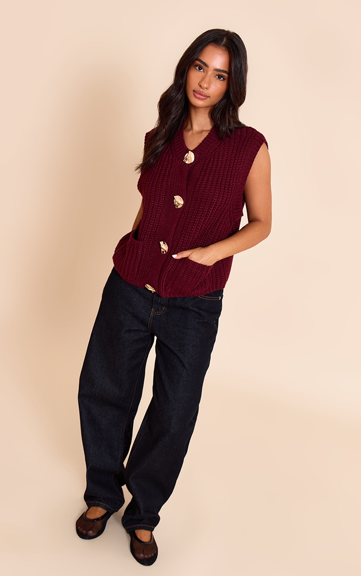 Petite Débardeur en maille bordeaux à boutons image 3