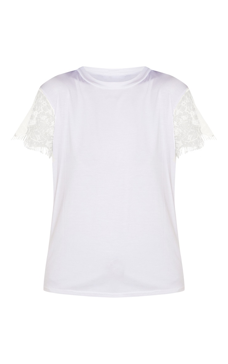 Rain White Eyelash Lace Sleeve Oversized T Shirt image 3