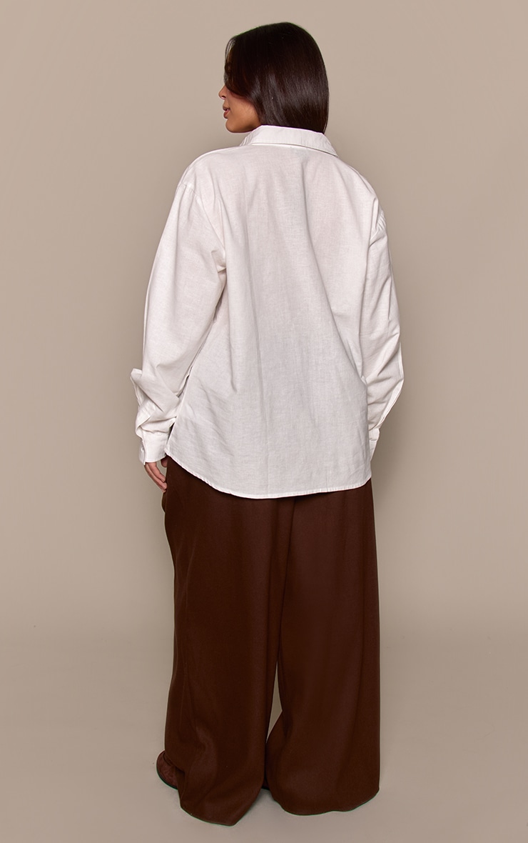 Plus Chocolate Brushed Tailored Drawstring Low Rise Trousers image 3
