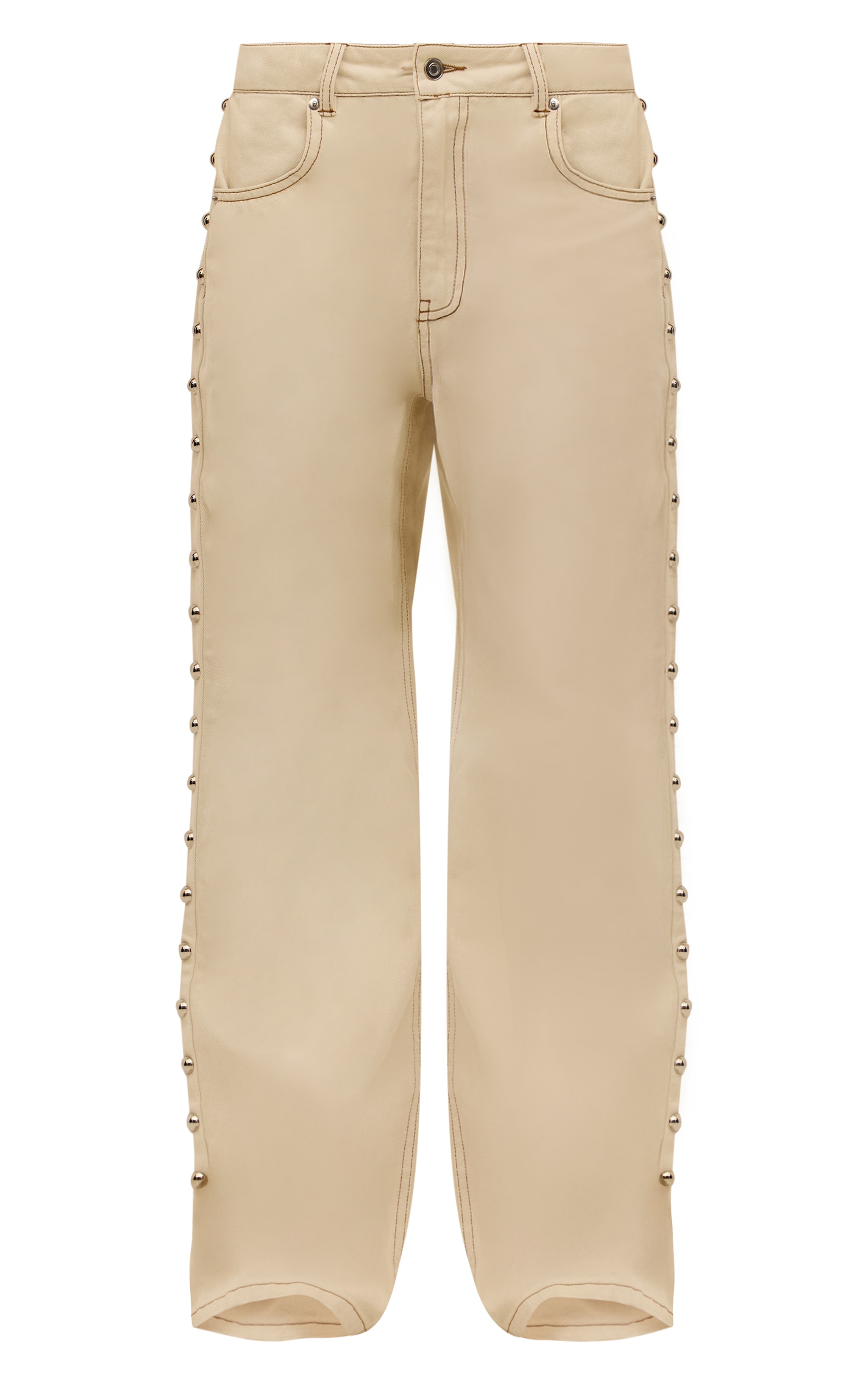 Ecru Studded High Waist Jeans image 5