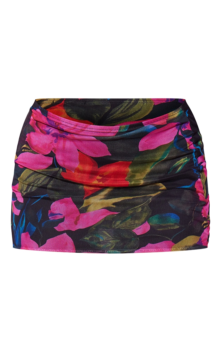Pink Tropical Print Mesh Micro Mini Skirt image 6