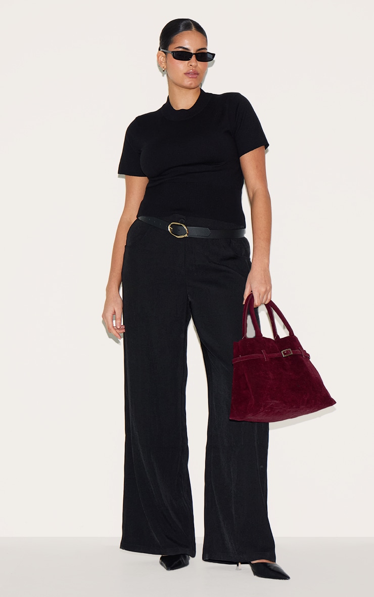 Plus T-shirt basique en maille tricot noire image 3