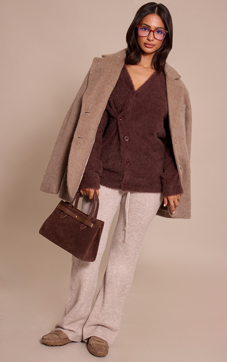 Petite Chocolate Asymmetric Button Up Jumper image 3