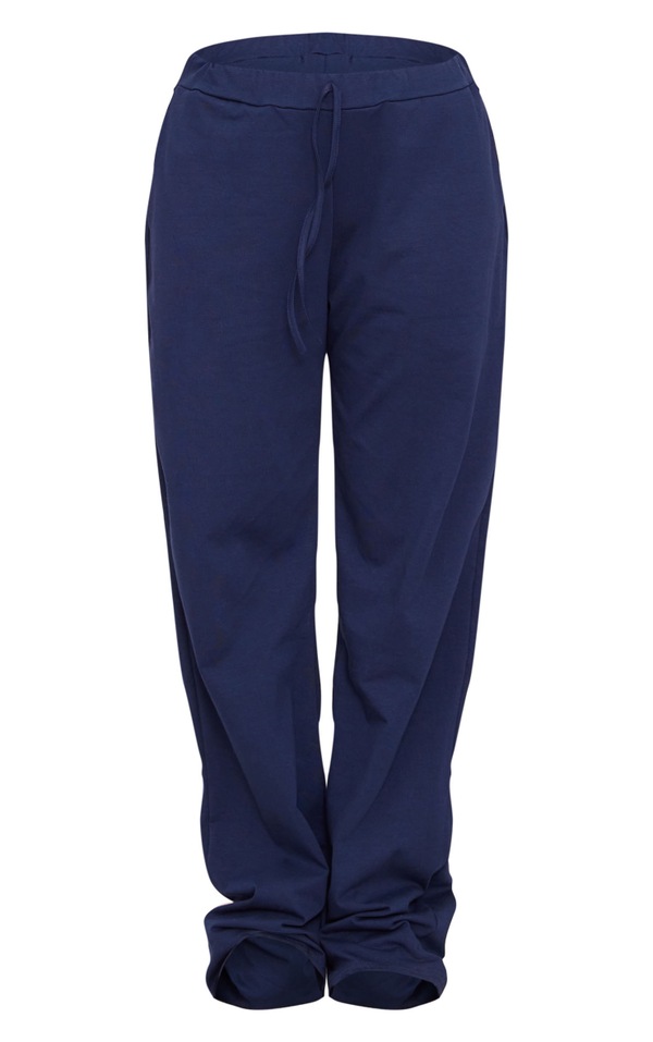 Midnight Cotton Jersey Wide Leg Trousers PrettyLittleThing