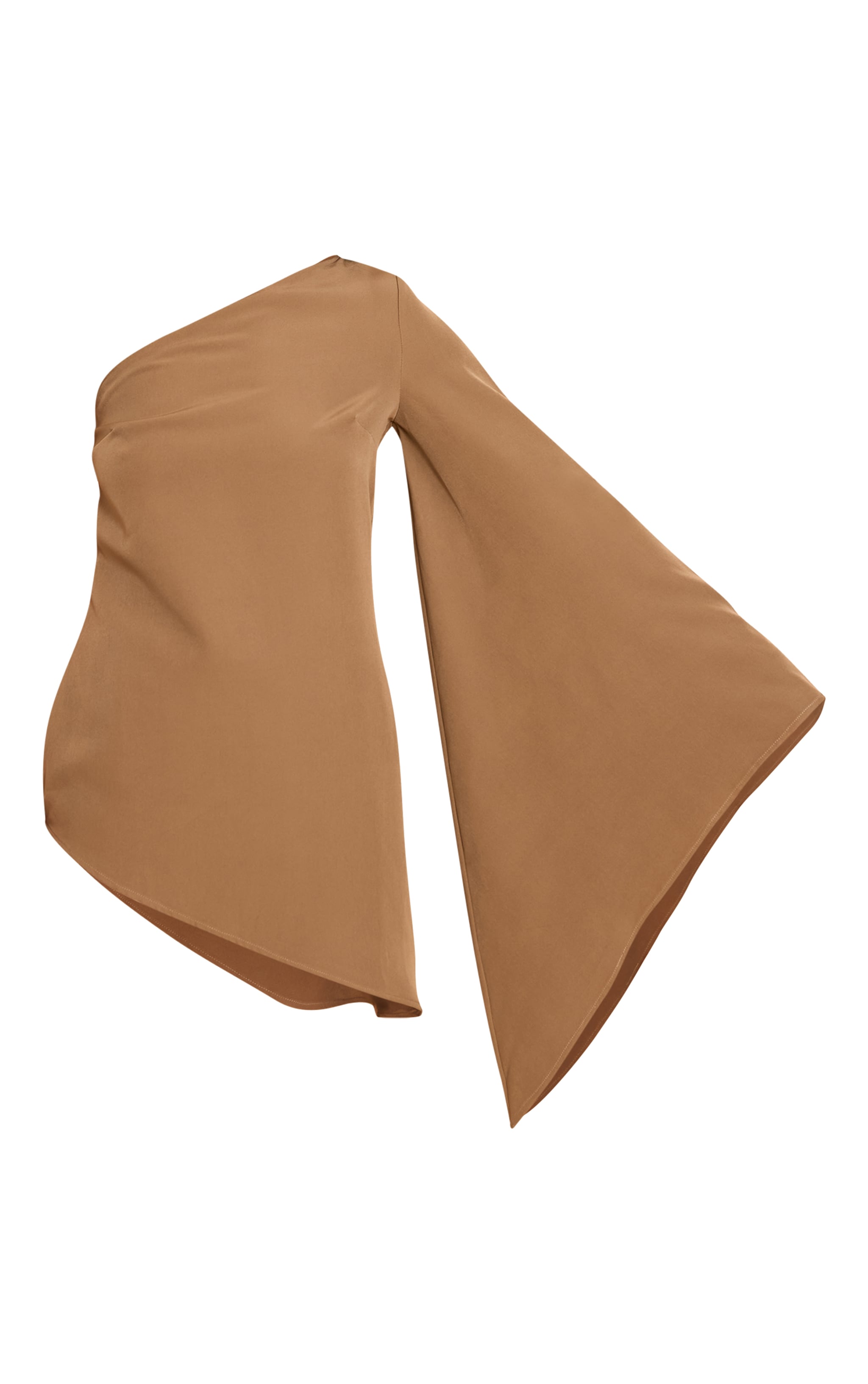 Khaki Woven Asymmetric Flare Sleeve Long Top image 5