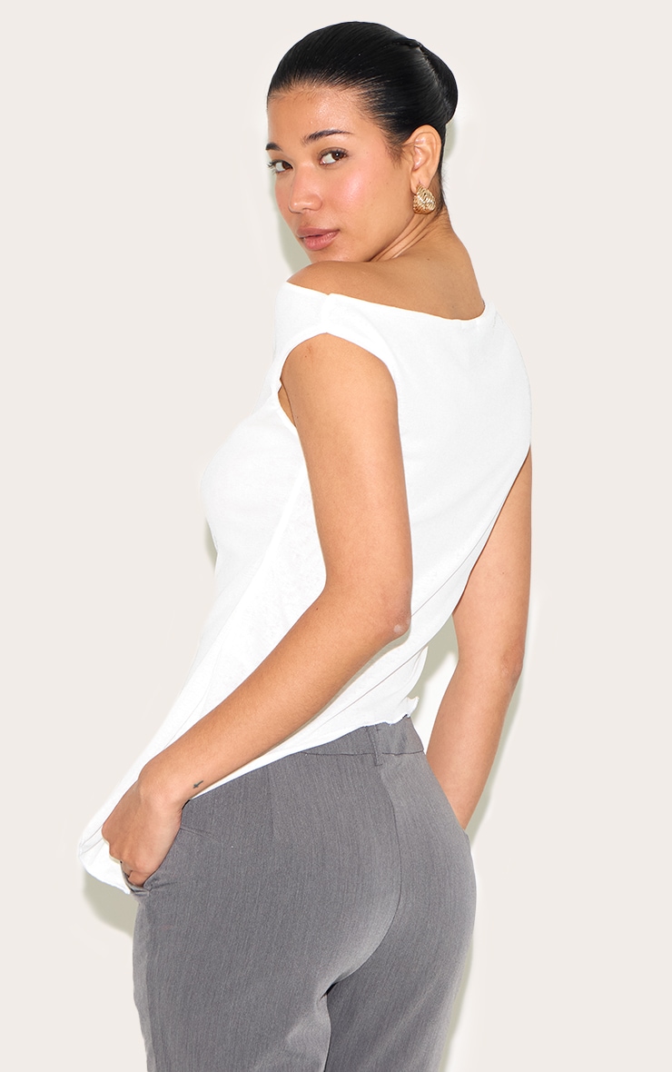 White Burnout Mesh Asymmetric Long Top image 2