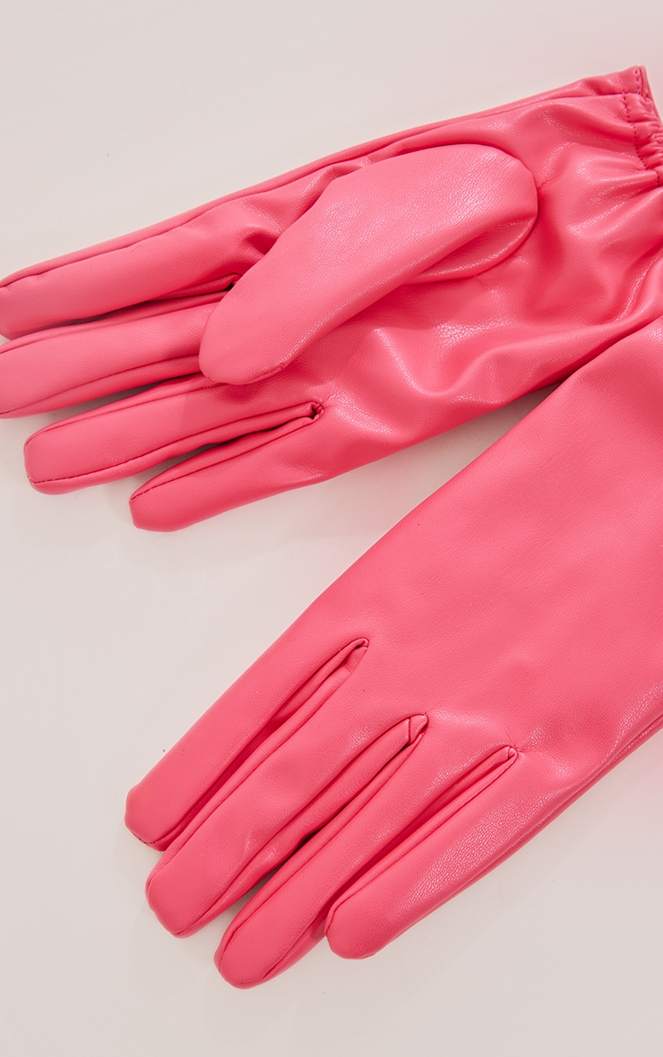 Gants simples rose vif en PU image 3