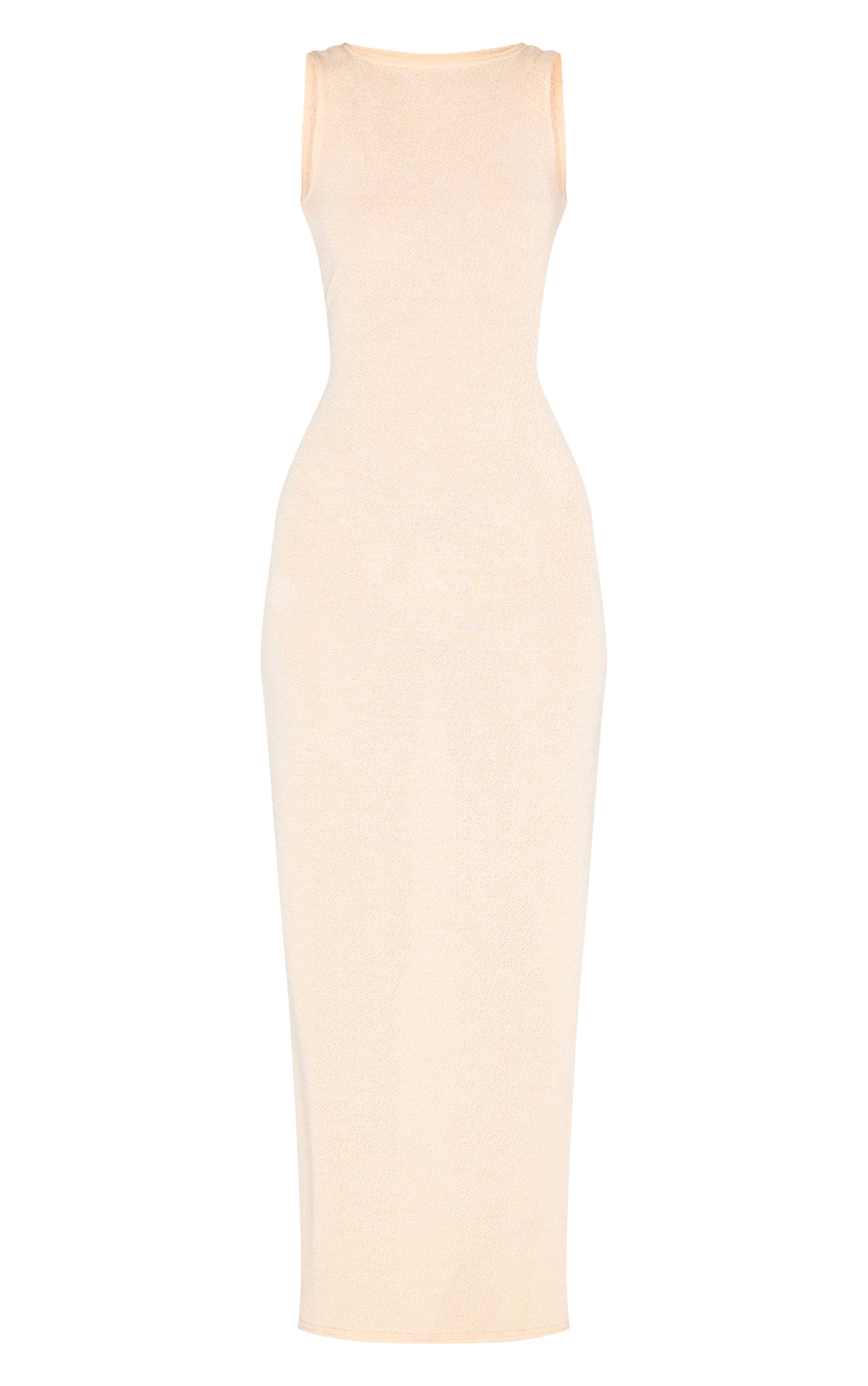 Almond Textured Boat Neck Sleeveless Maxi Dress image 5