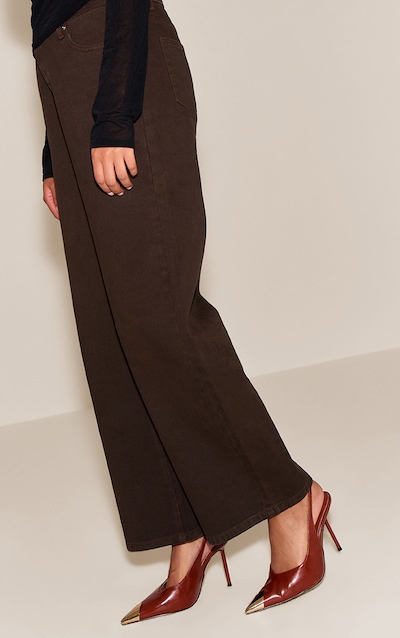 Escarpins en PU crêpé marron clair à bouts dorés