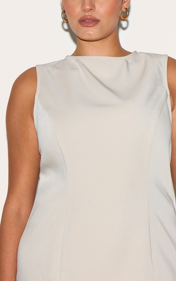 Embroidered Sleeveless Top - Sand