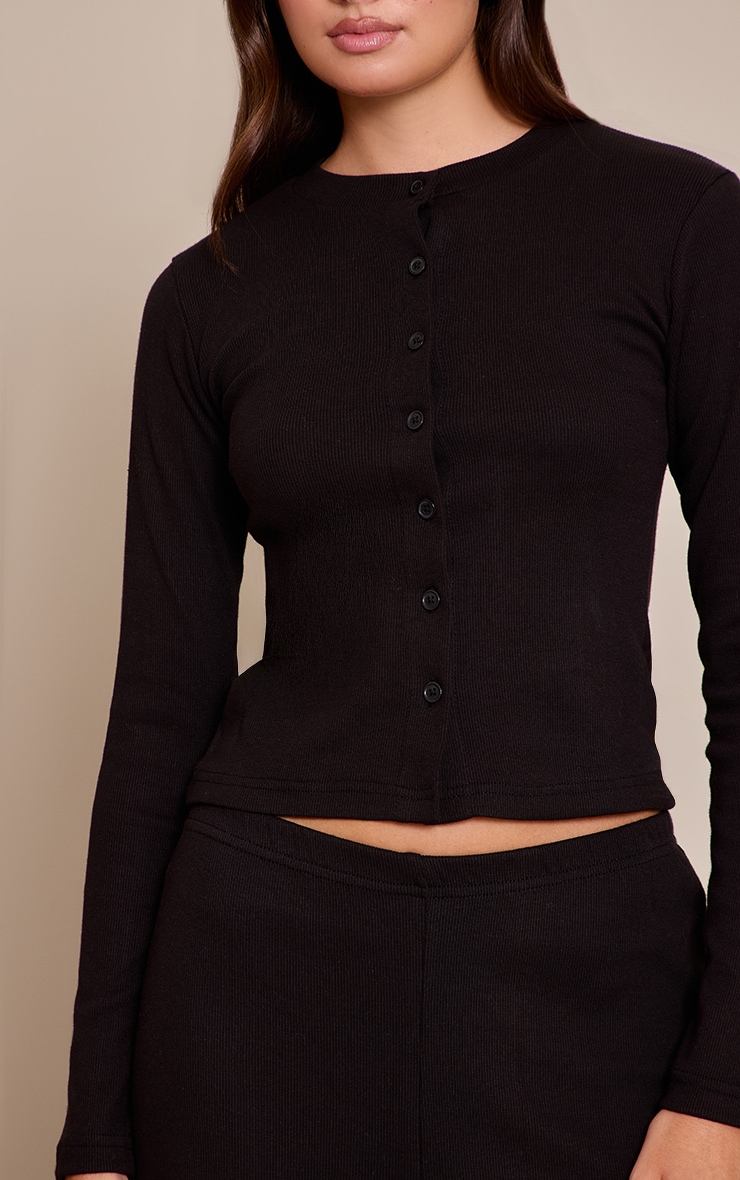 Black Button Up Pyjama Top image 4