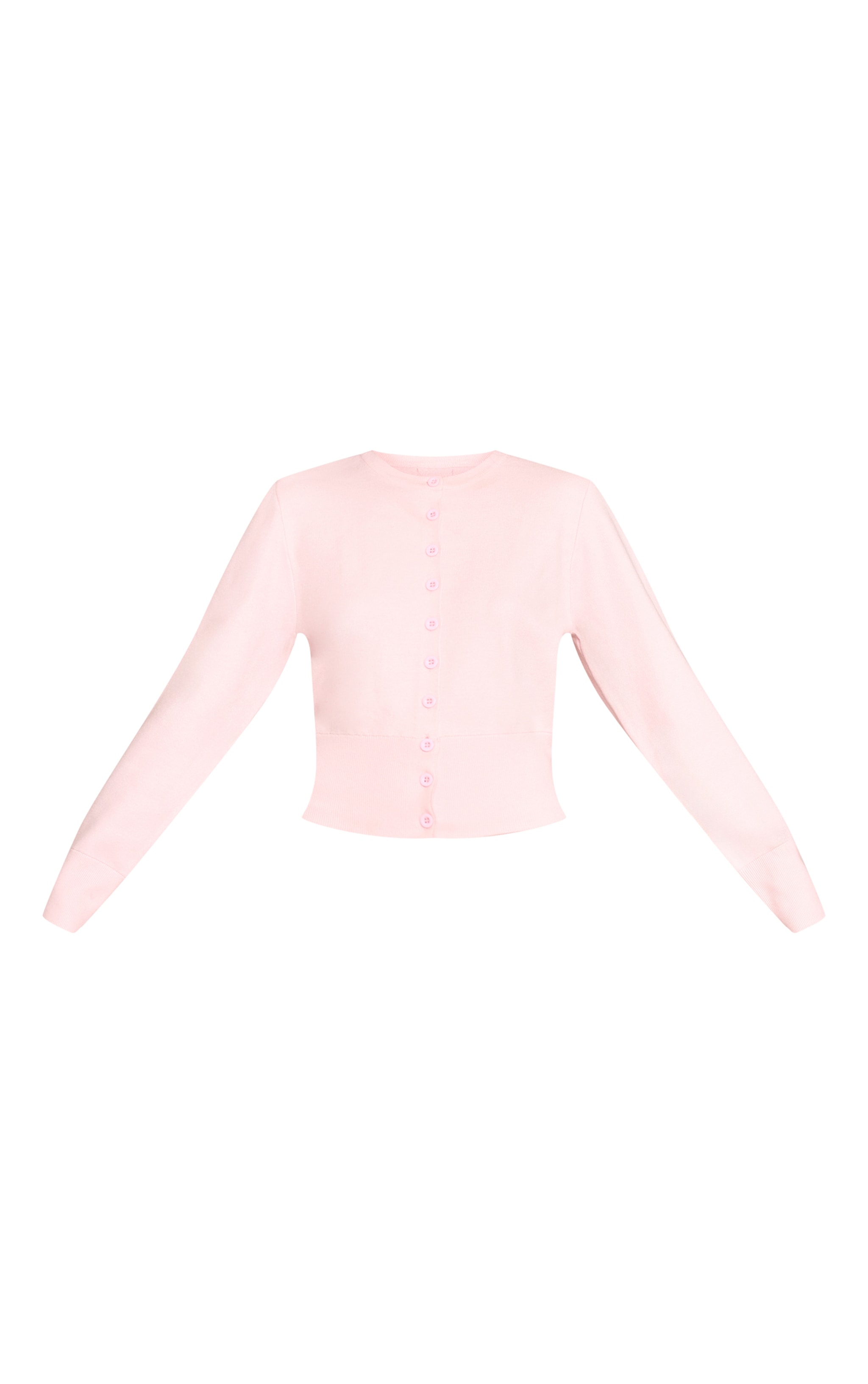 Soft Pink Compact Knit Placket Detail Cardigan  image 5